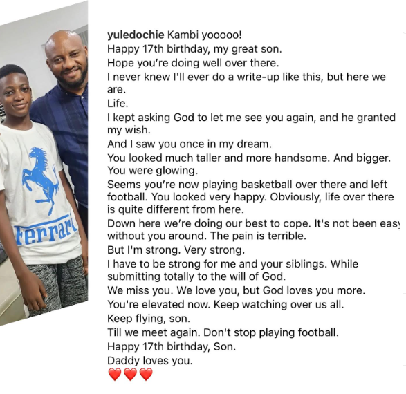 Yul Edochie celebrates his son, Kambi?s posthumous birthday