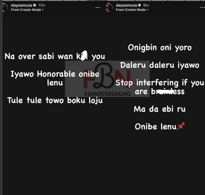 Dayo Amusa hits back at Femi Adebayo's wife