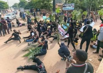 Outraged Youths Storm Och’Idoma’s Palace with Corpses of Herdsmen Attack Victims [VIDEO]
